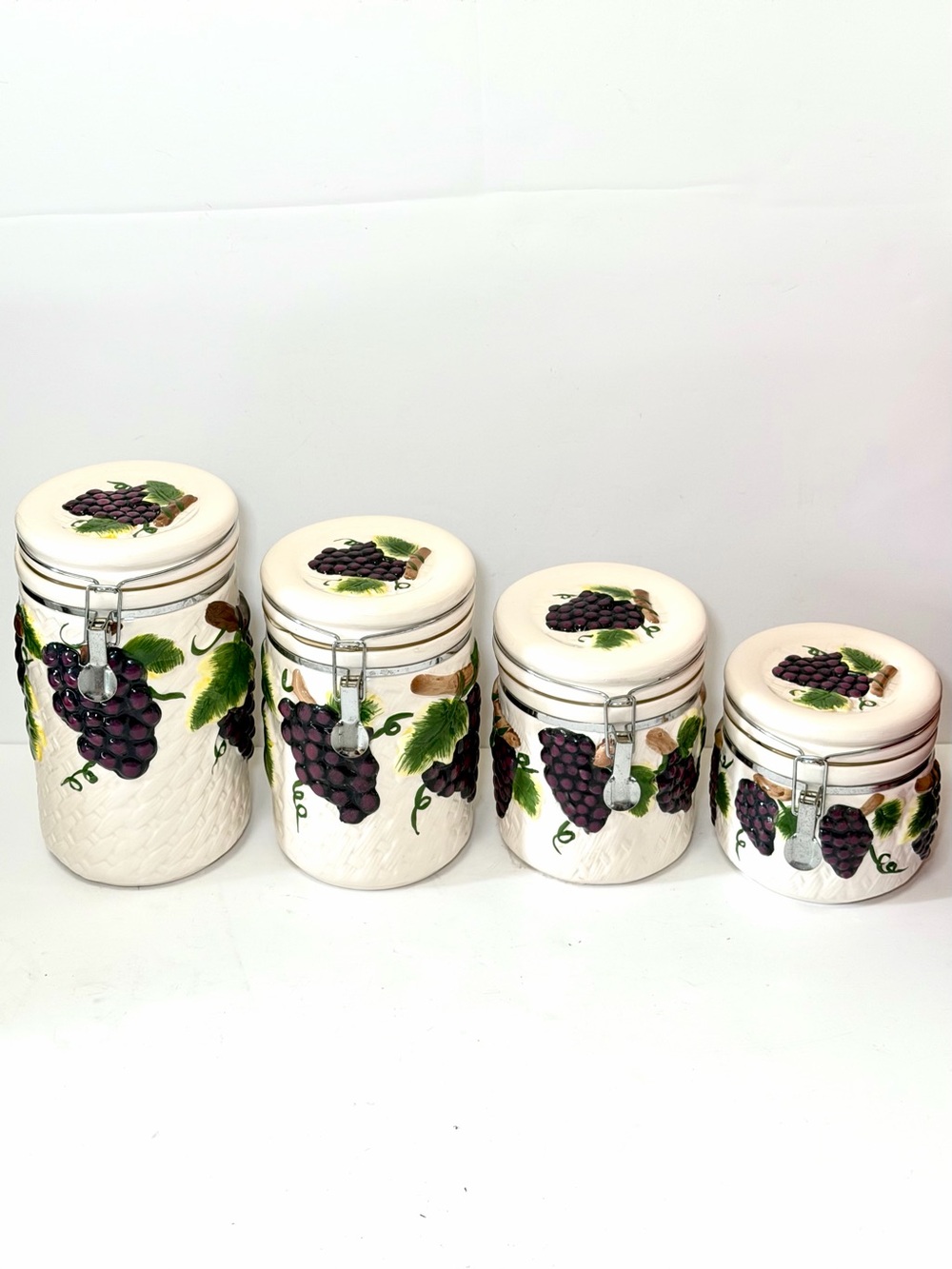 Vintage Home Essentials and Beyond Ceramic Canister Set - Lush Grapes 4-Piece